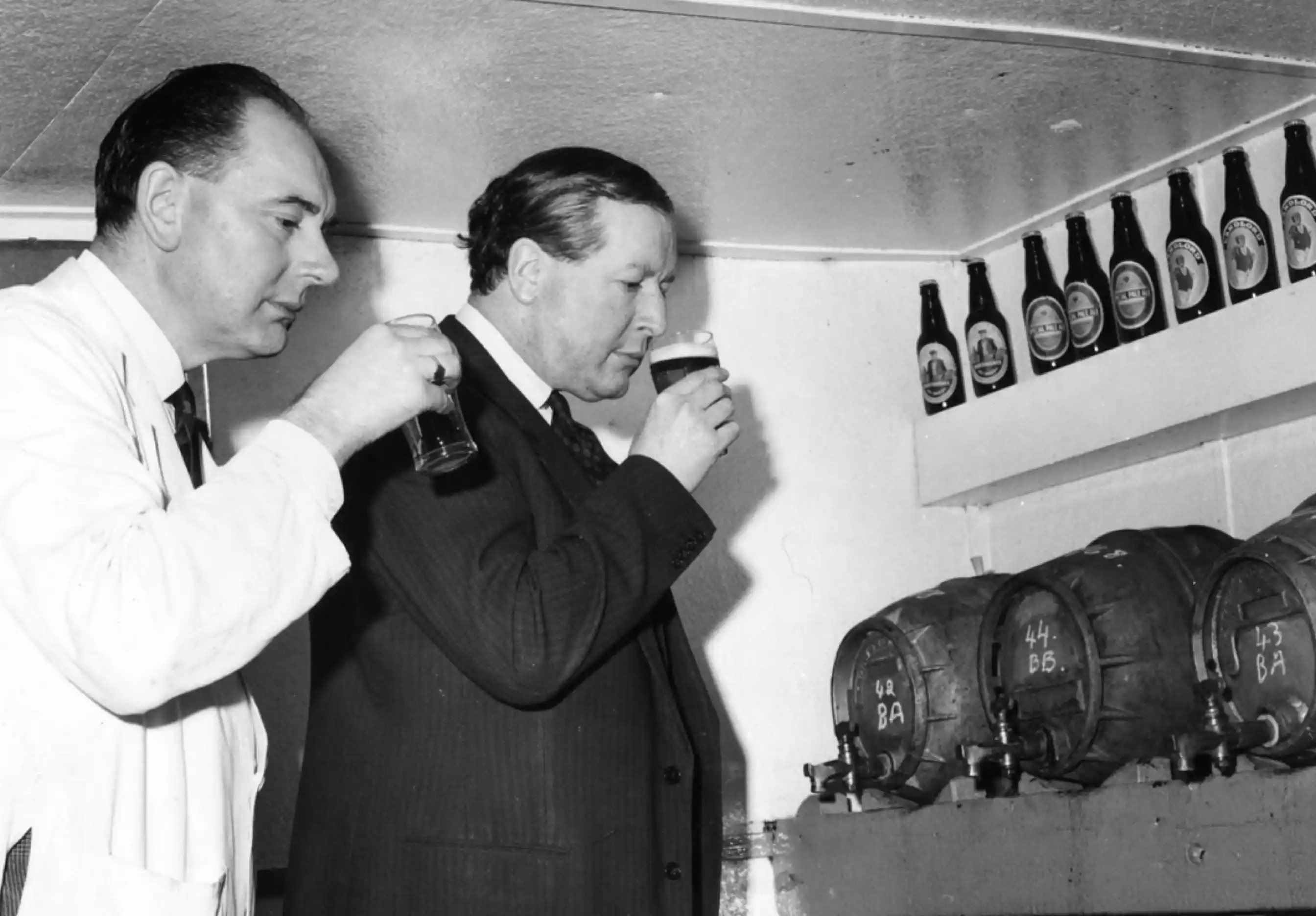 Members of the Timothy Taylor's team in the 1960s sampling Landlord.