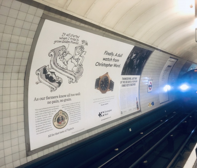 What is our farmer and his collie doing on the London Underground?