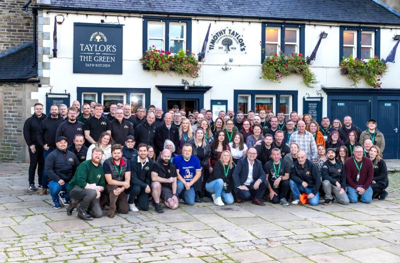 Timothy Taylor's team outside Taylor's on the Green in Keighley.